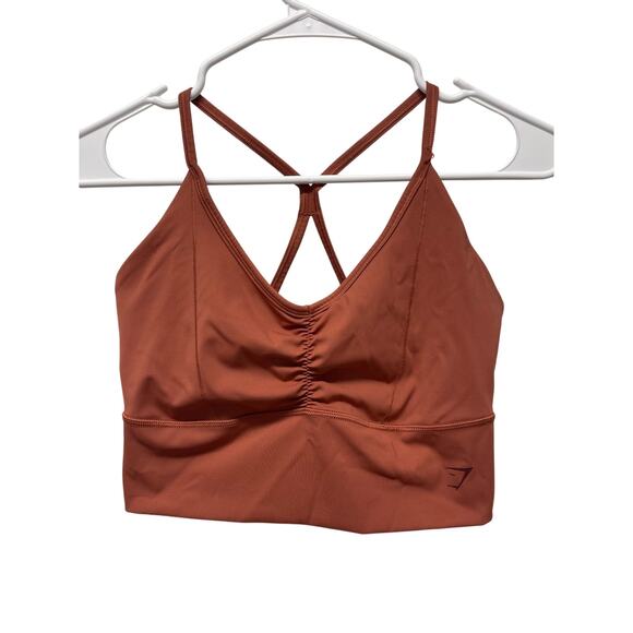 Gymshark Elevate Longline Sports bra Rose brown size medium - Picture 1 of 3